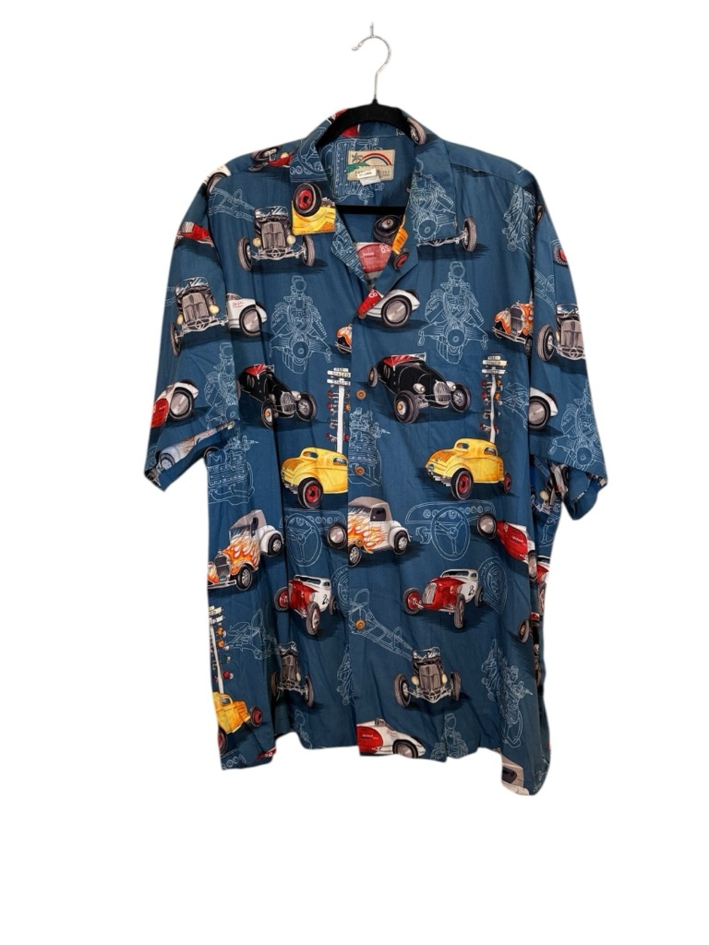 Paradise Found Men’s Vintage Hawaiian Campy Hot Rod Hawaiian Shirt sz 2XL
